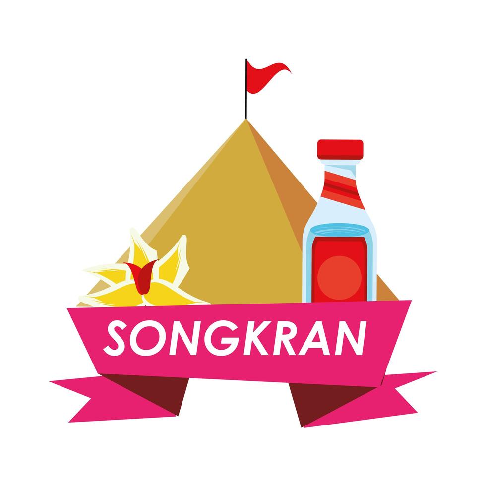 songkran festival ribbon frame icon vector