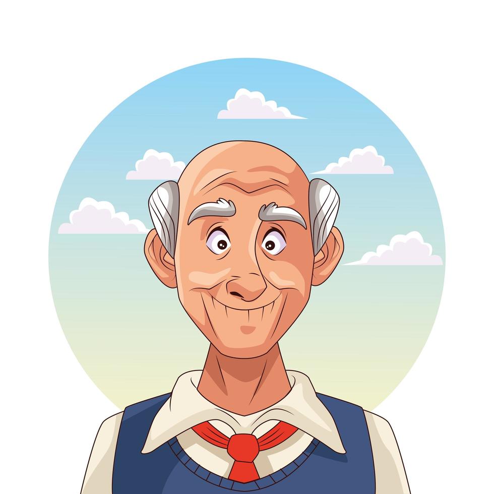 old man and Alzheimer's disease patient vector