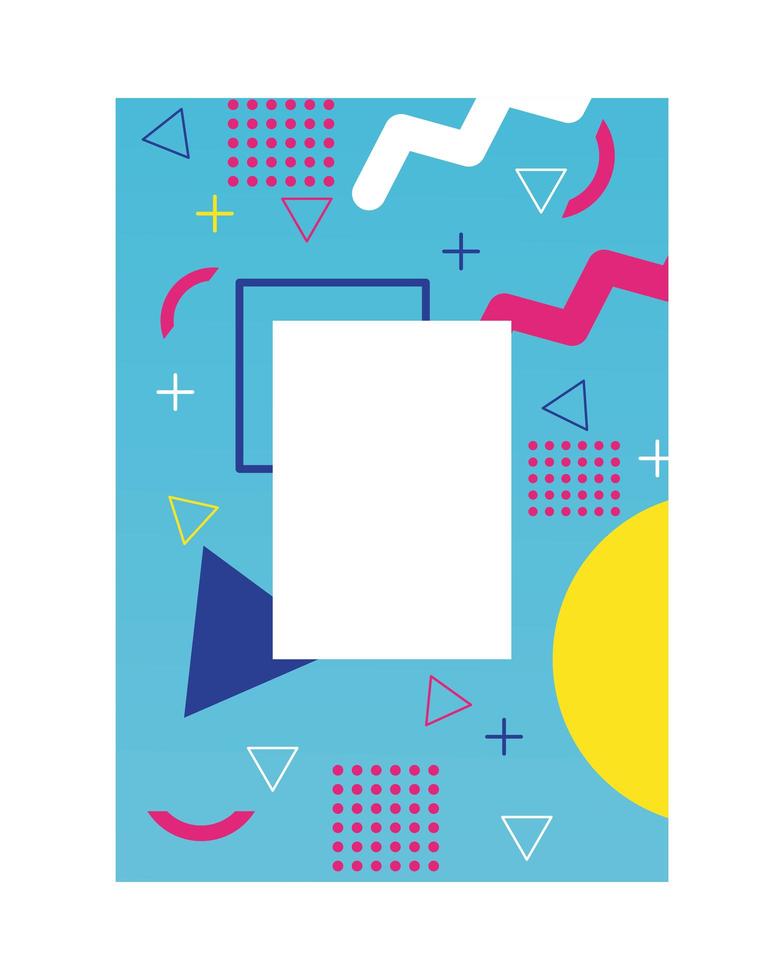 light blue color memphis style background with figures and rectangle vector