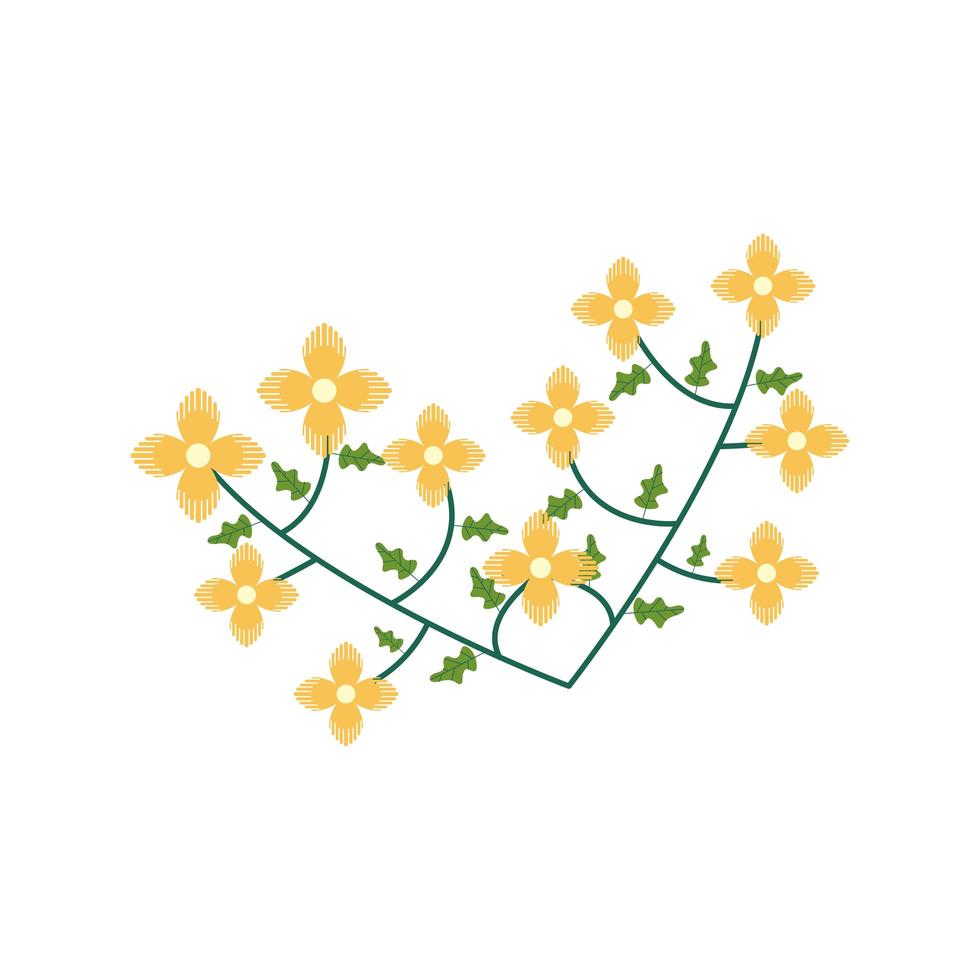 yellow flowers garden flat element vector
