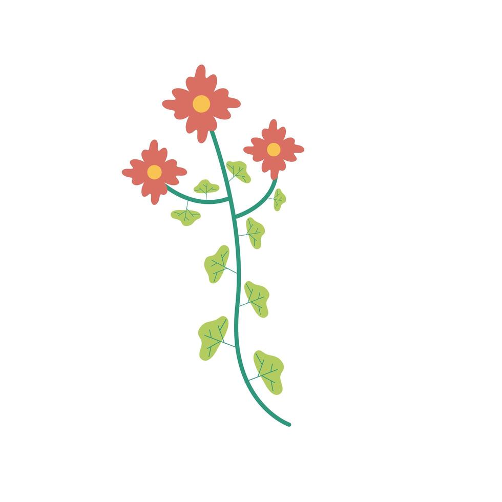 red flowers garden flat element vector