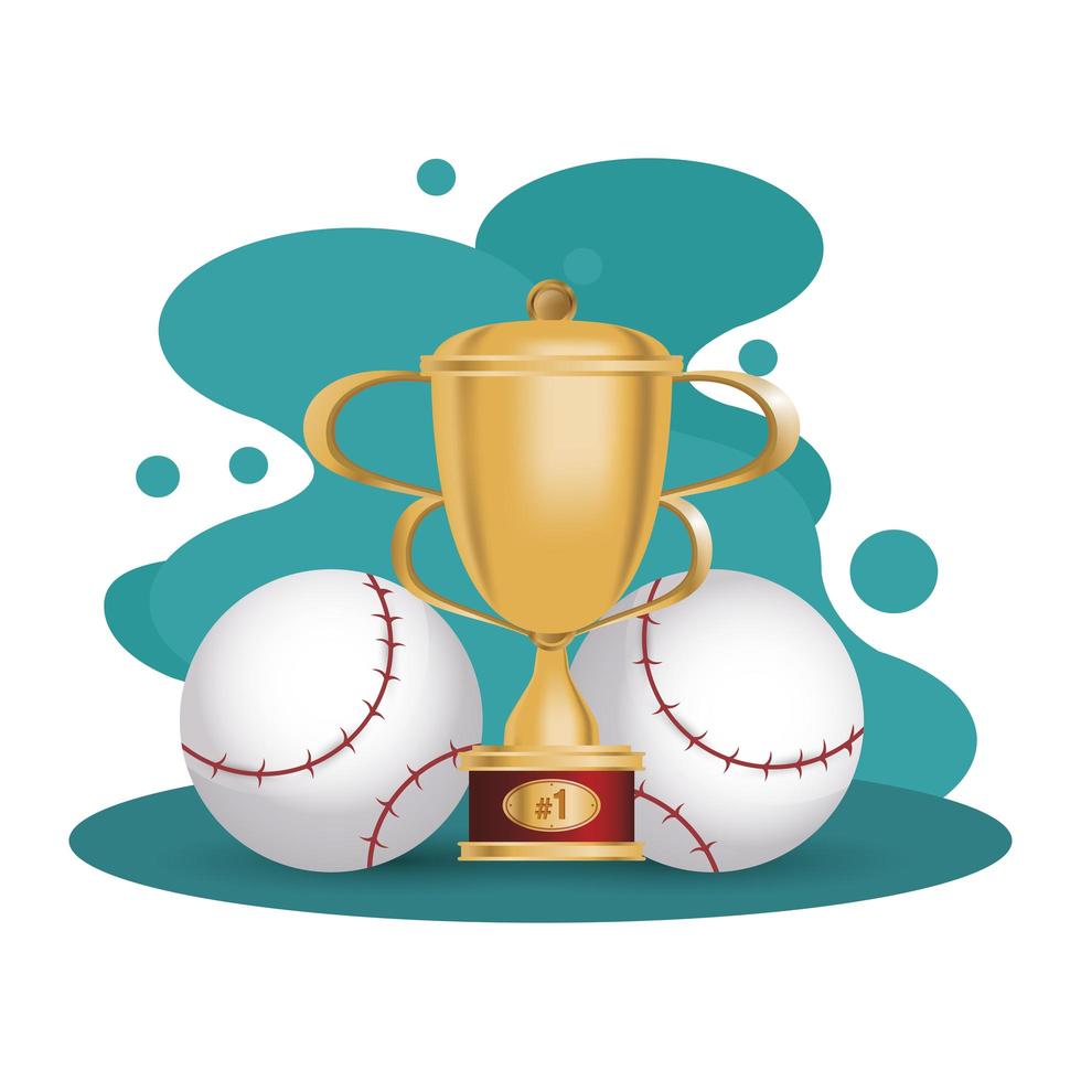baseballs with trophy cup vector
