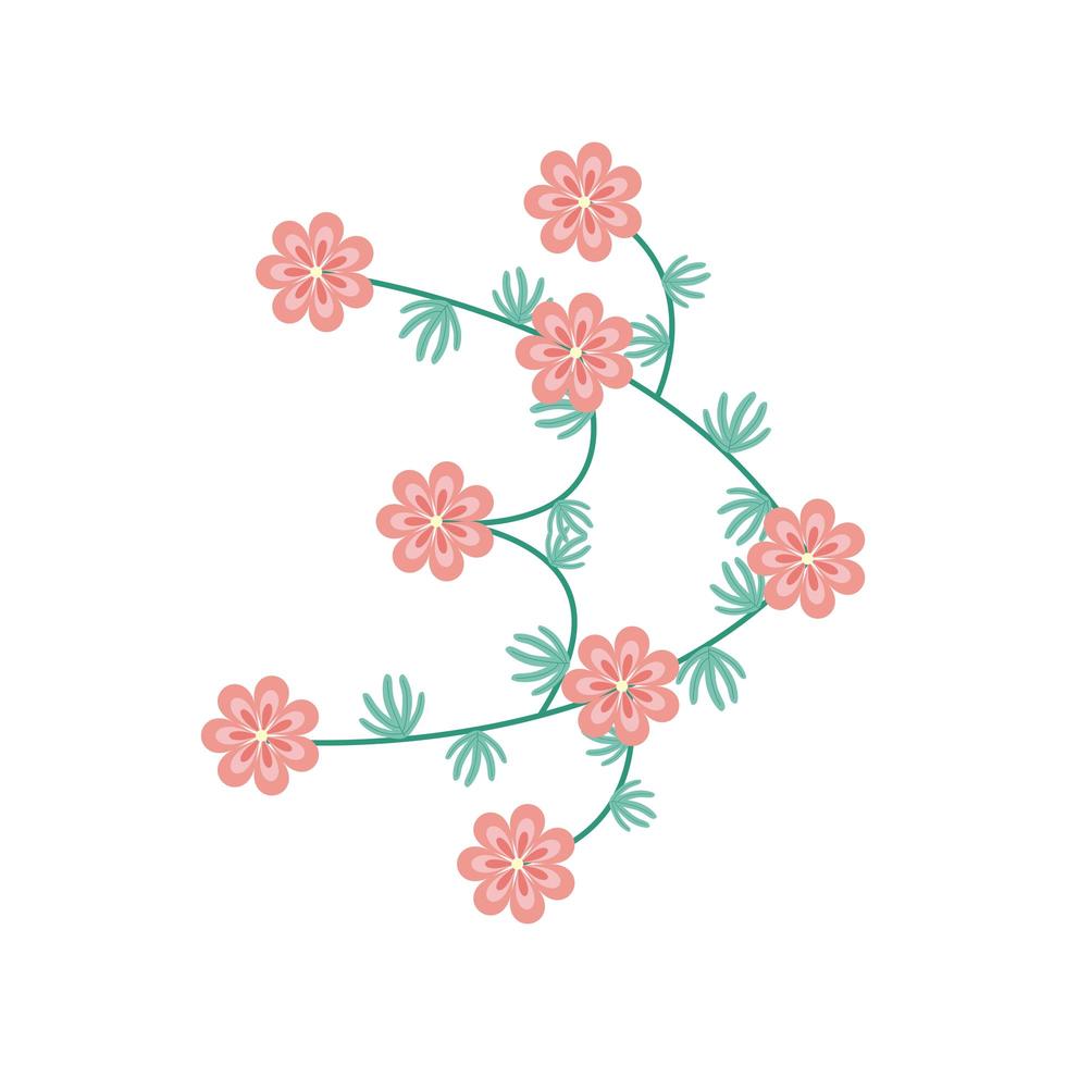 pink color flowers garden flat element vector