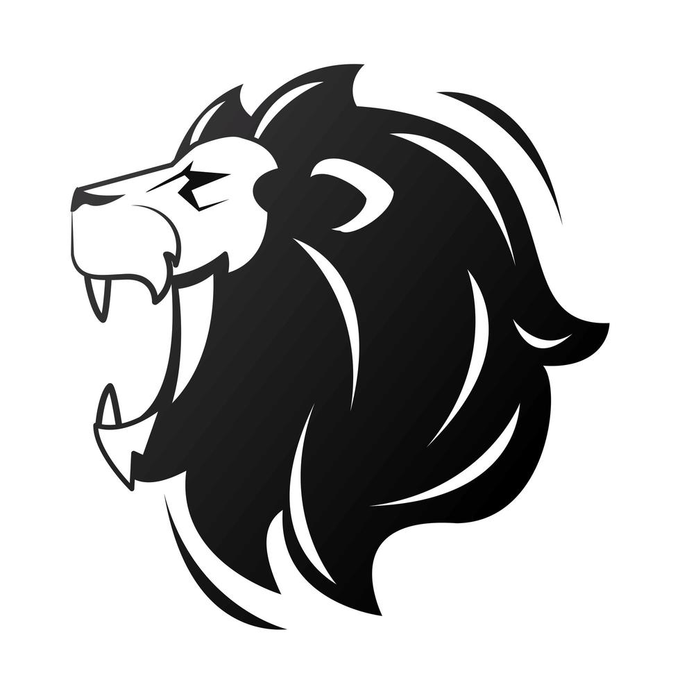 head of lion in profile, monochrome icon vector