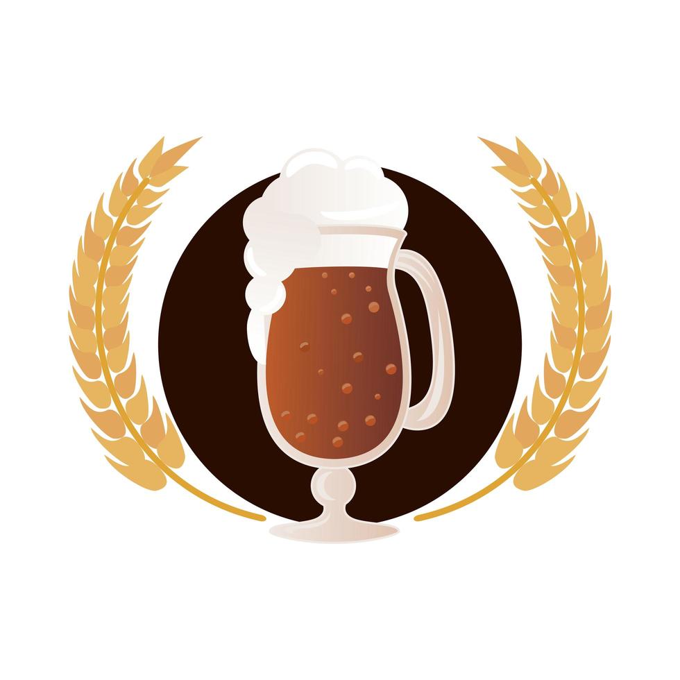 beer mug with barley spikes vector