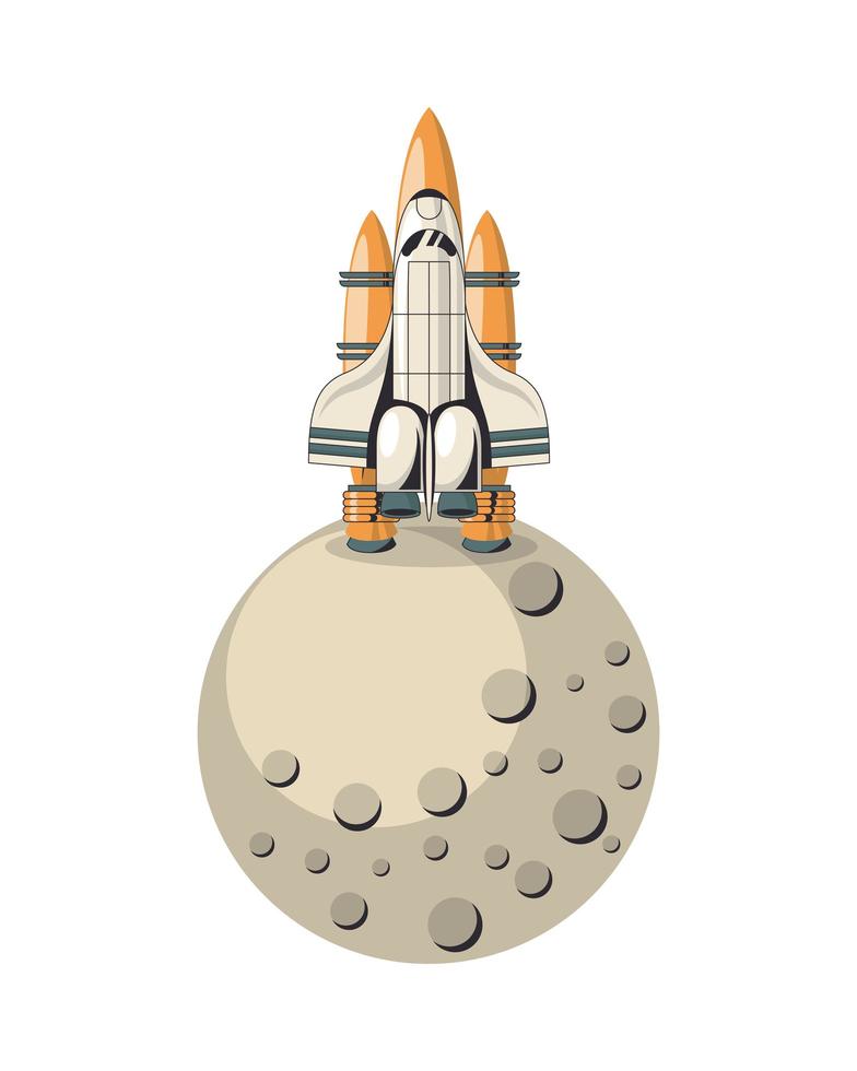 space ship flying with moon vector