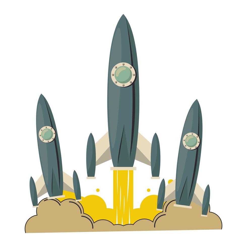 space ship flying isolated icon vector