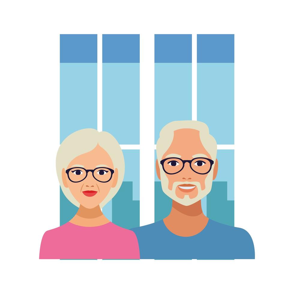 personajes de avatares de pareja de ancianos vector