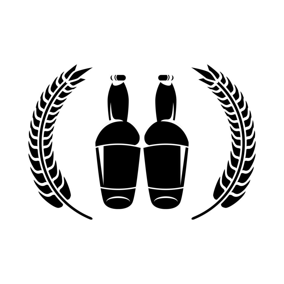 beer bottles with barley spikes vector