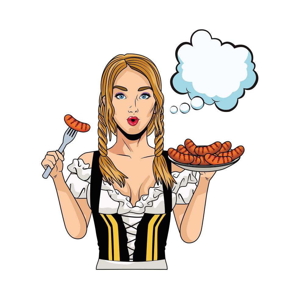 sexy german woman with sausages character vector