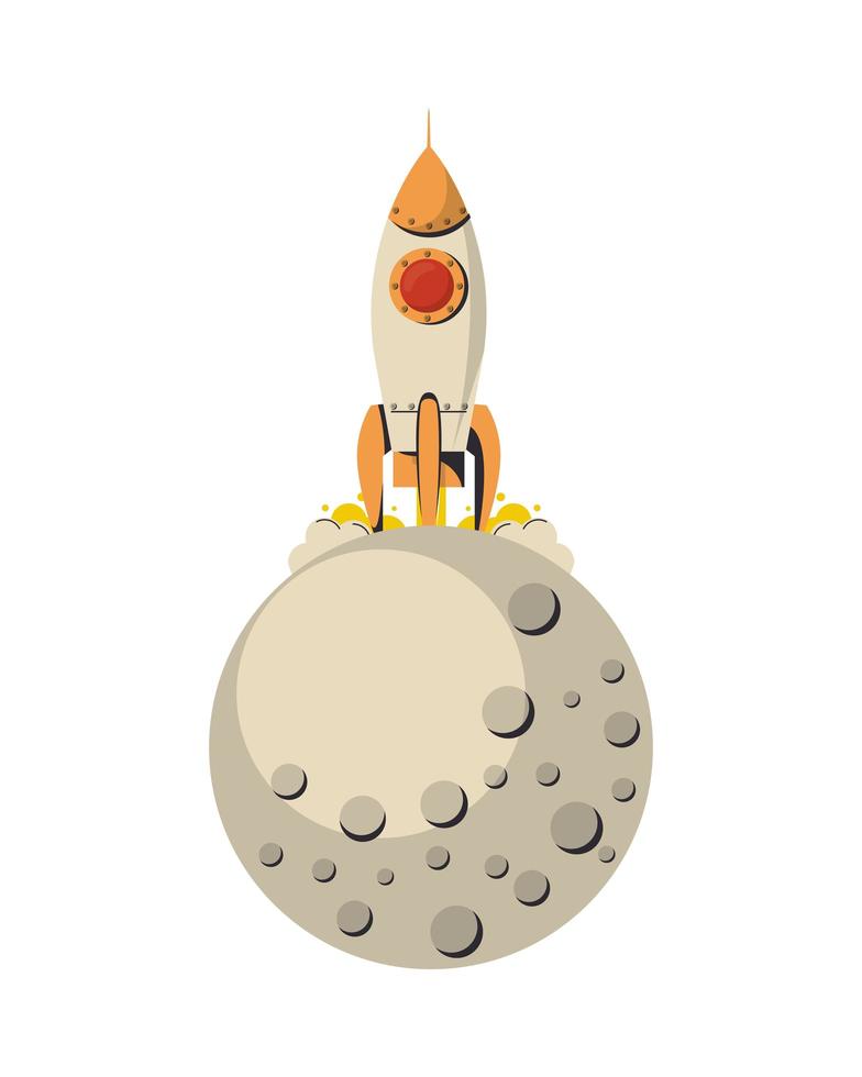 space rocket launcher on moon vector