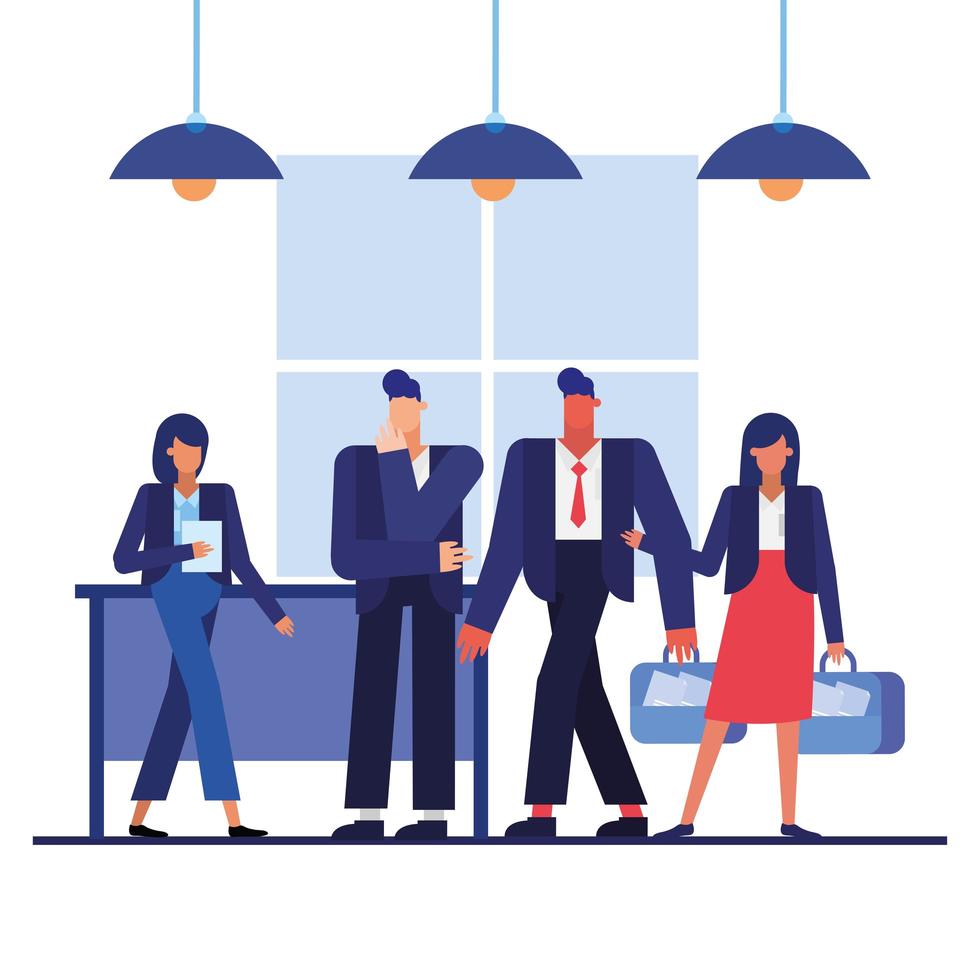 Teamwork concept with businesspeople in the office vector