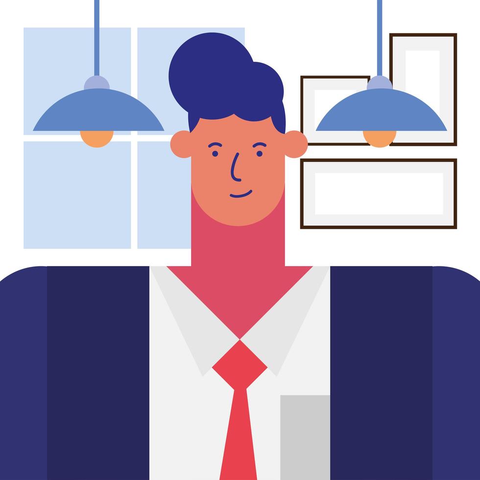 businessman cartoon at office vector design