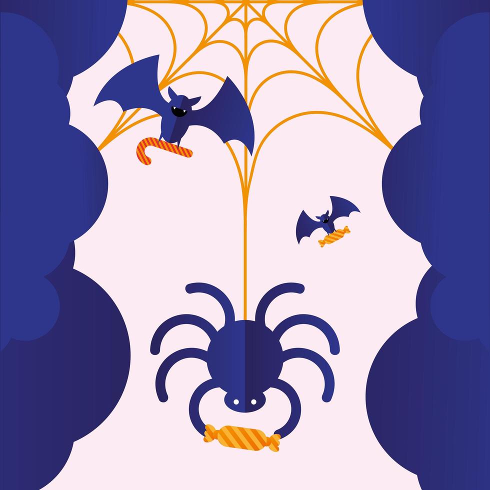 Halloween spider with candy vector design