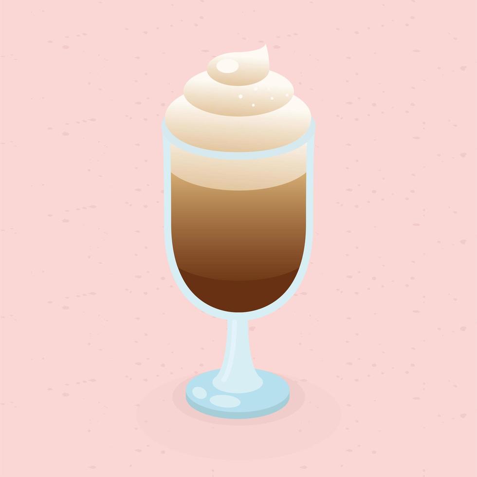 Taza de café con crema sobre fondo rosa diseño vectorial vector