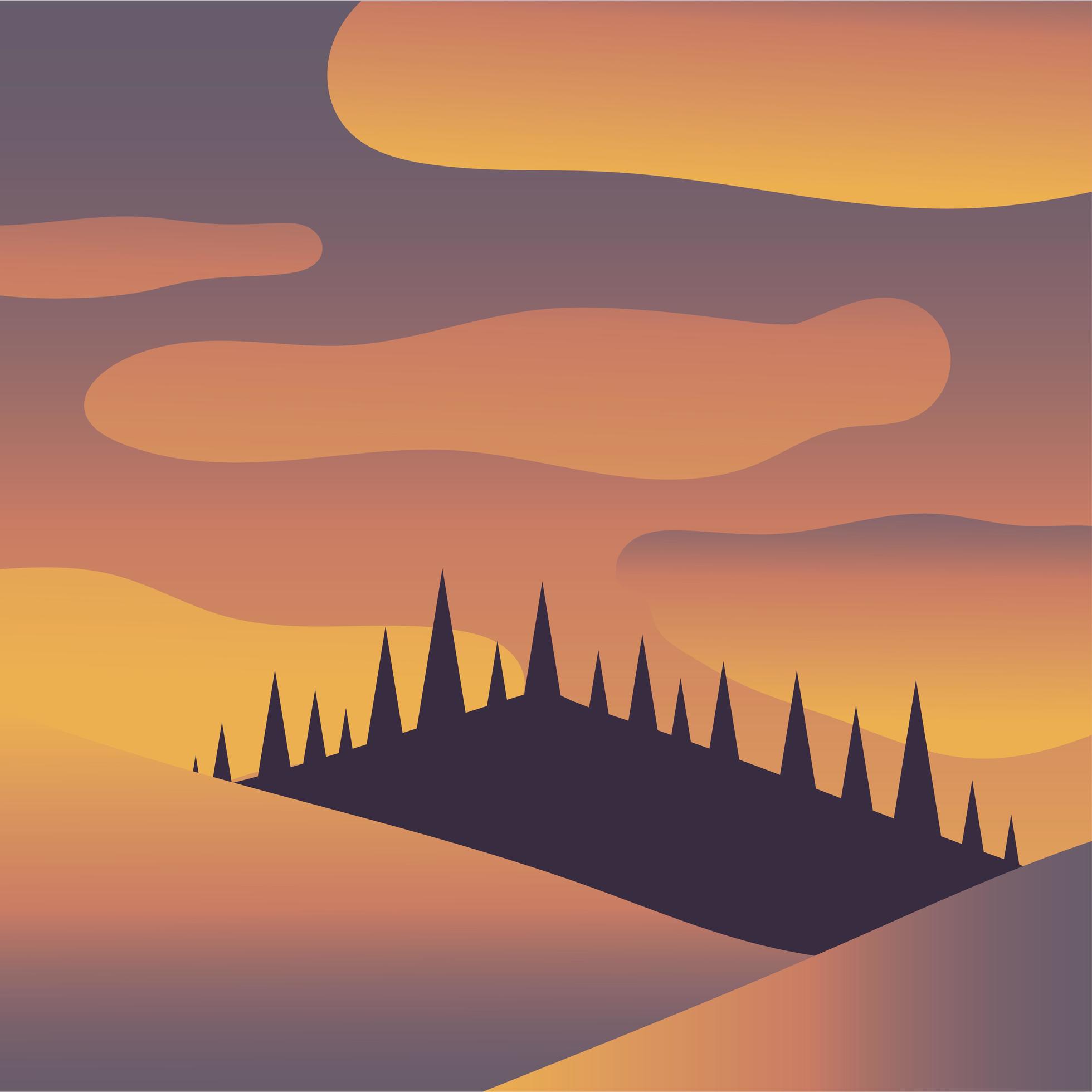 pine trees and mountain with clouds background 1993995 Vector Art at ...