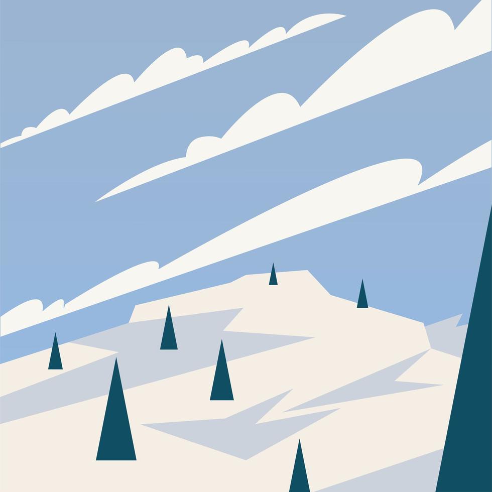 pinos en un fondo de nieve vector