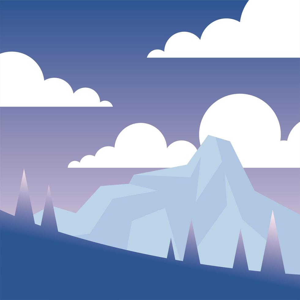 pine trees and snow mountain background vector