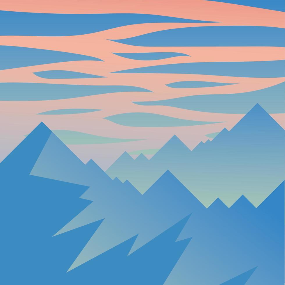 mountains and pink sky with clouds background vector