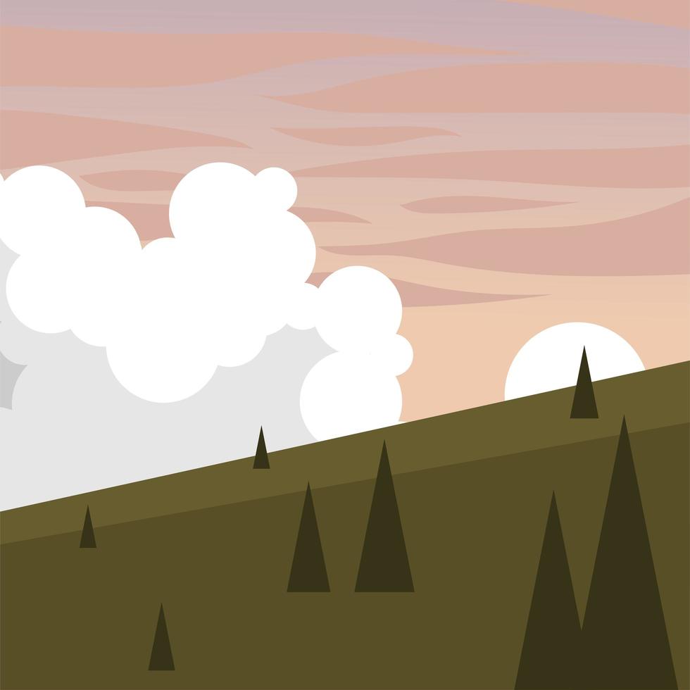 mountain with pine trees background vector