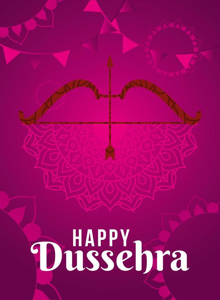 Happy Dussehra design with bow and arrow vector