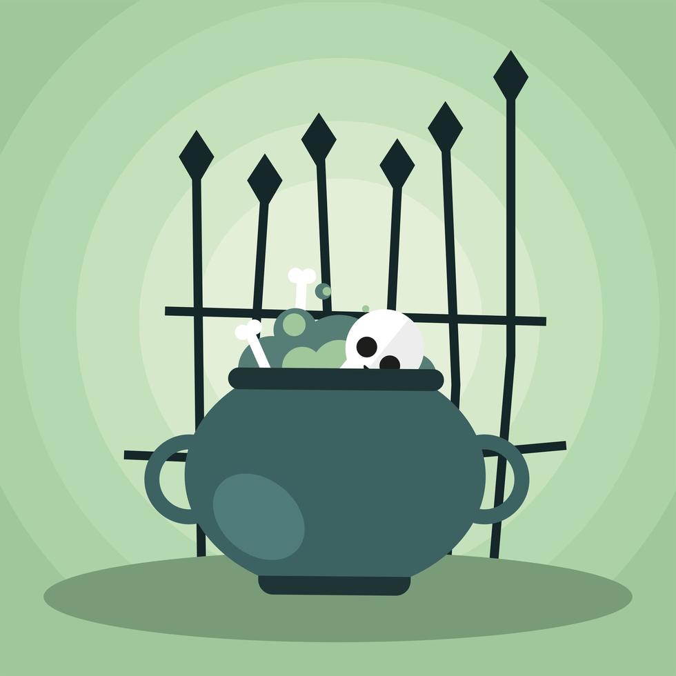 Halloween cauldron with gate vector design
