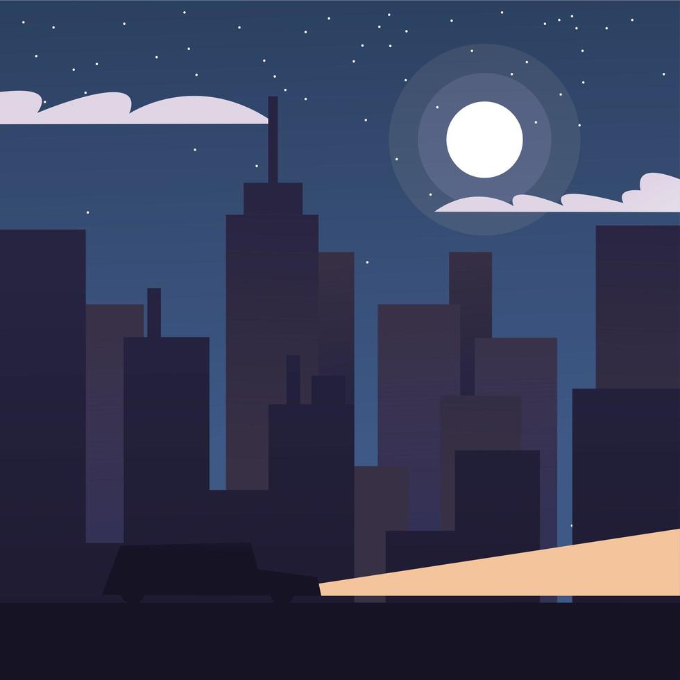 paisaje urbano en el fondo de la noche vector