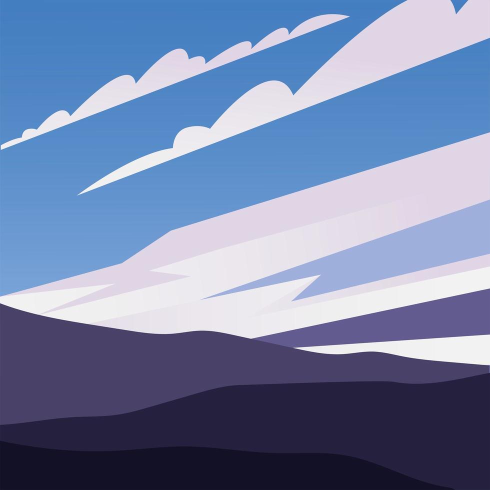 mountains and blue sky with clouds background vector