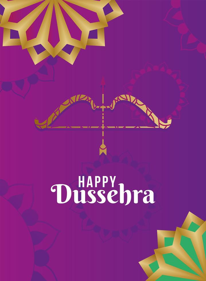 Happy Dussehra design with bow and arrow vector