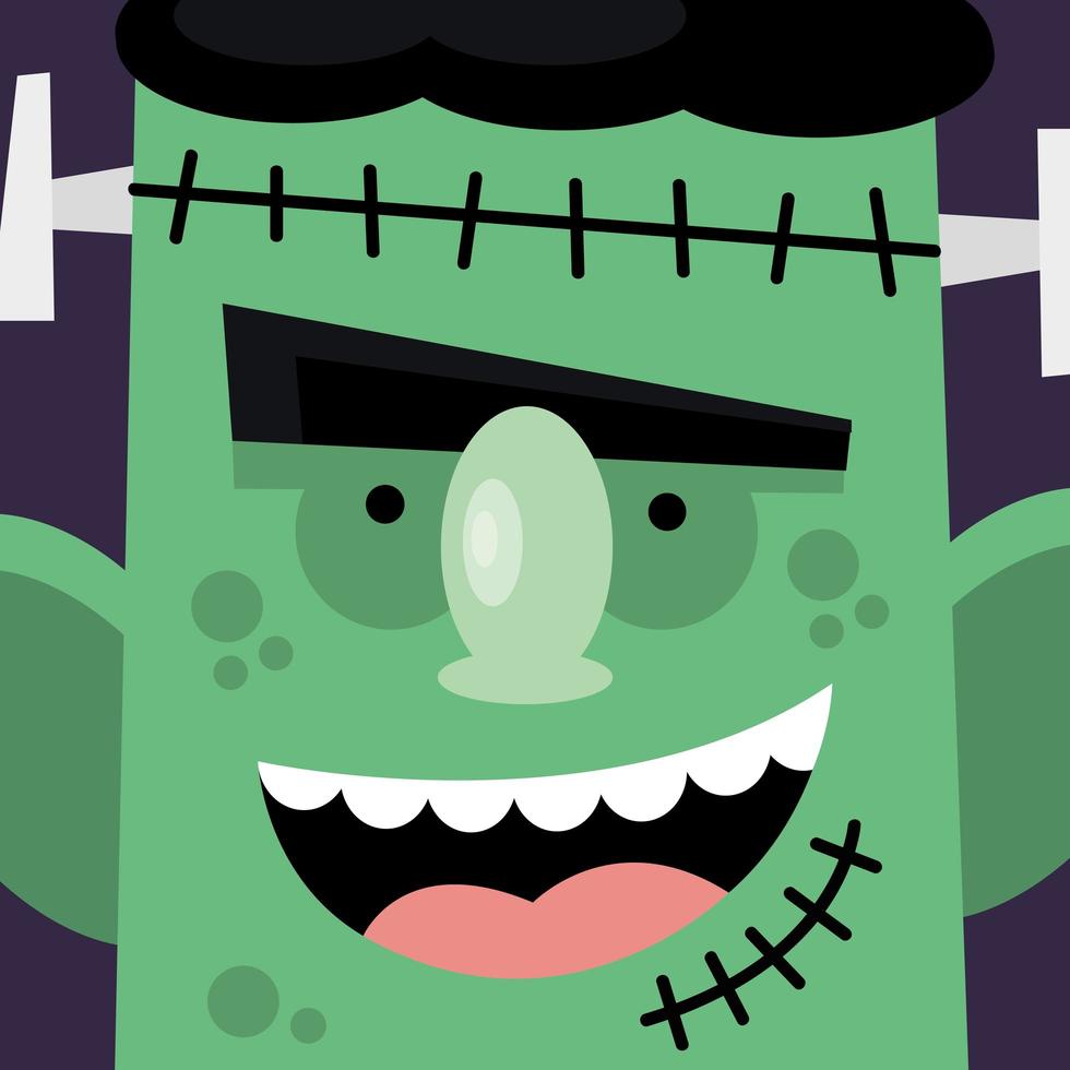 Halloween cartoon green monster vector