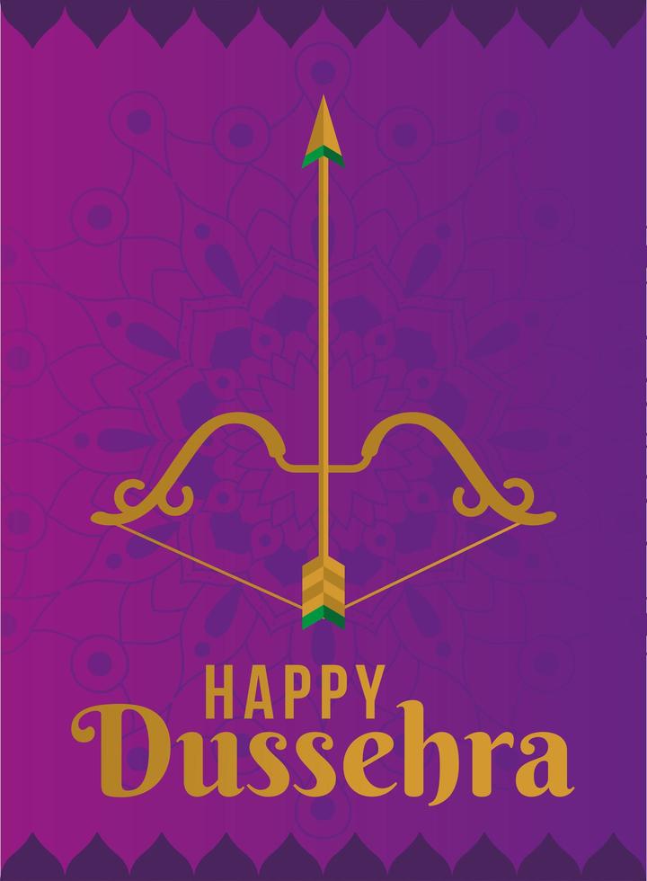 Happy Dussehra design with bow and arrow vector