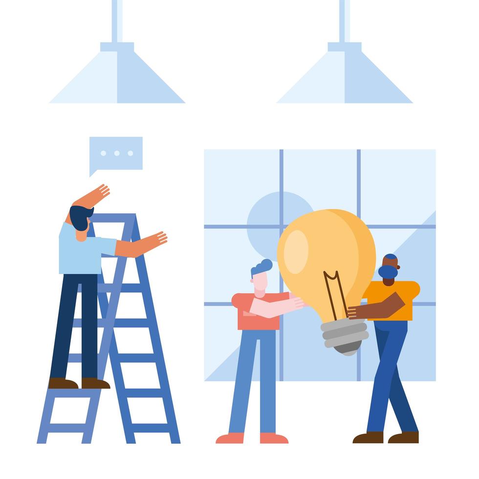 Teamwork concept with men working together vector