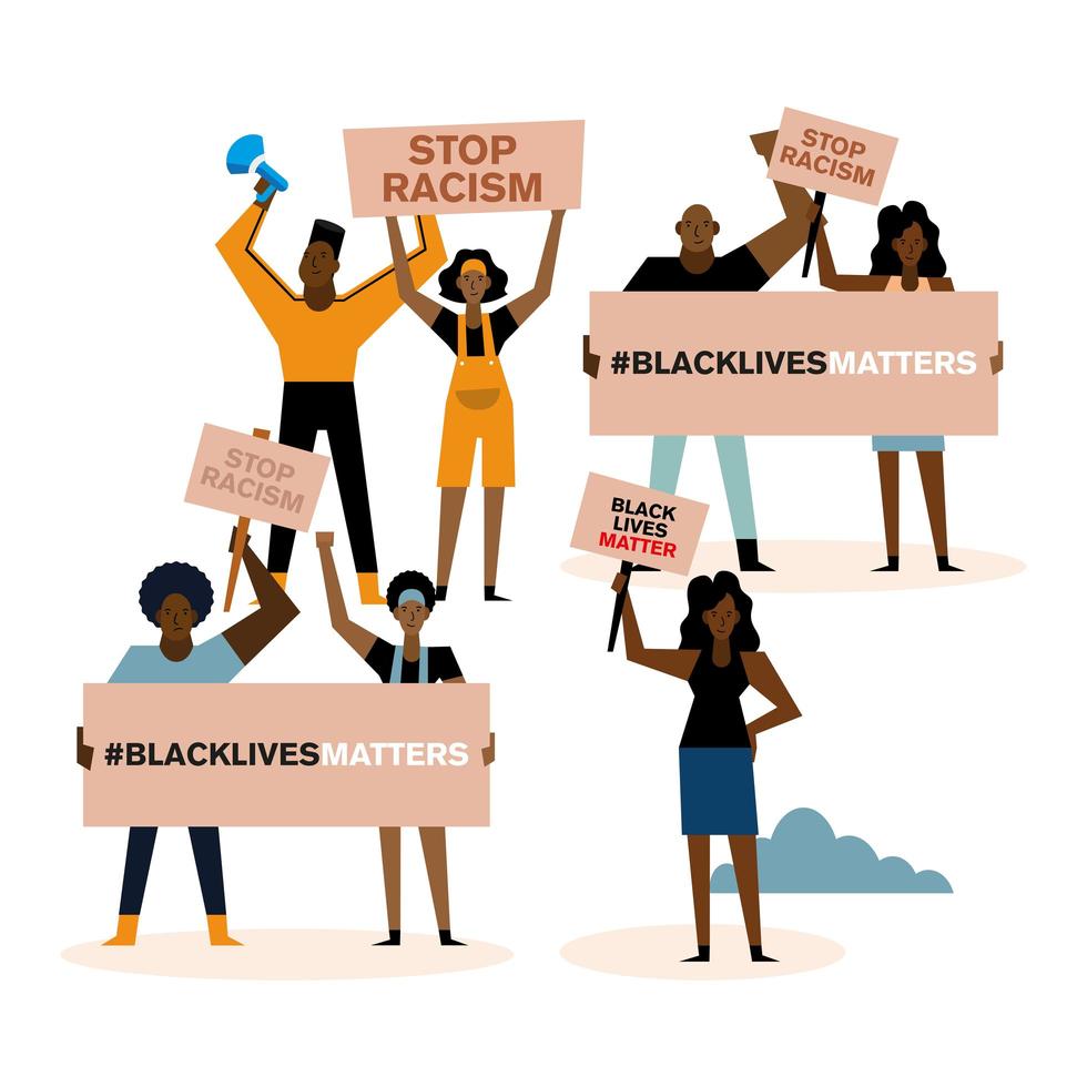 la vida negra importa demostración con la gente vector