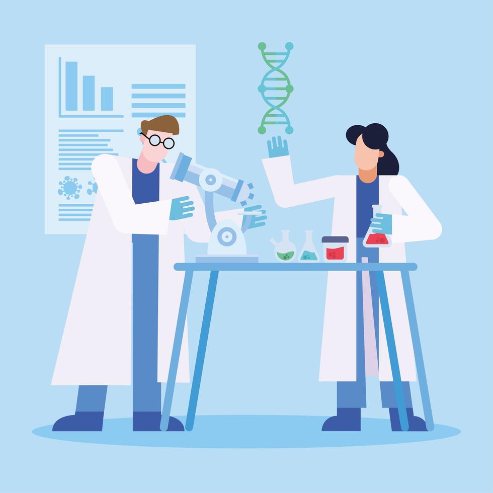 Diseño de investigación de vacuna contra el coronavirus con químicos. vector