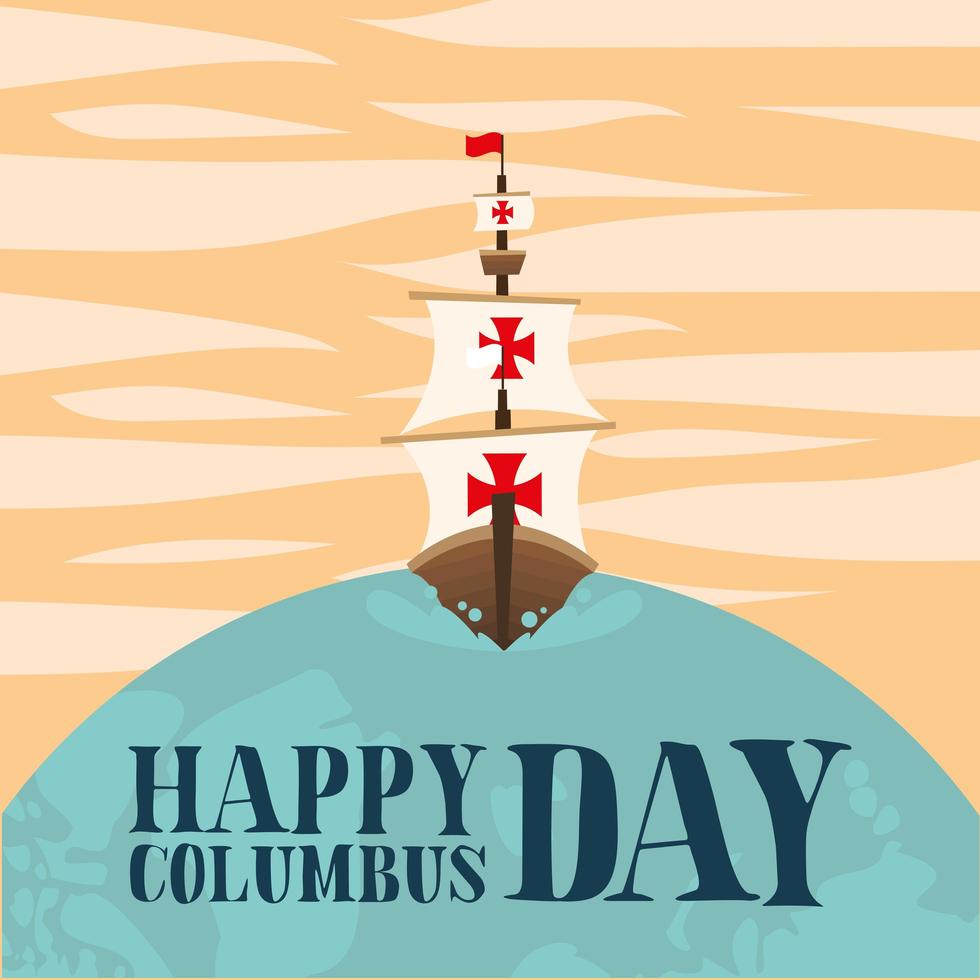 Ship for happy Columbus day celebration vector