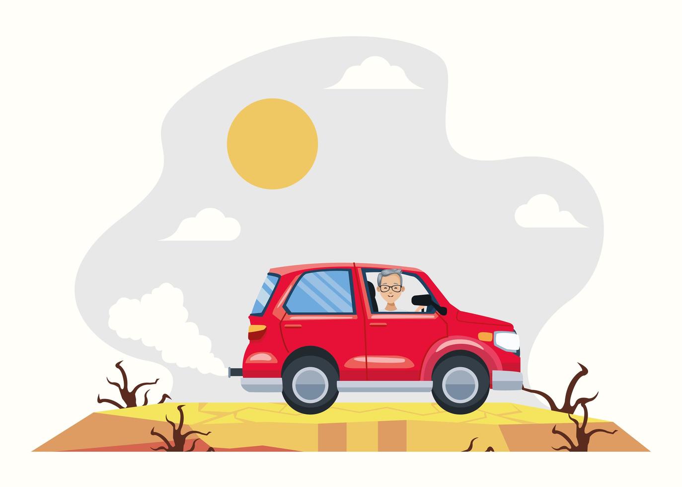 hombre conduciendo coche avatar personaje vector