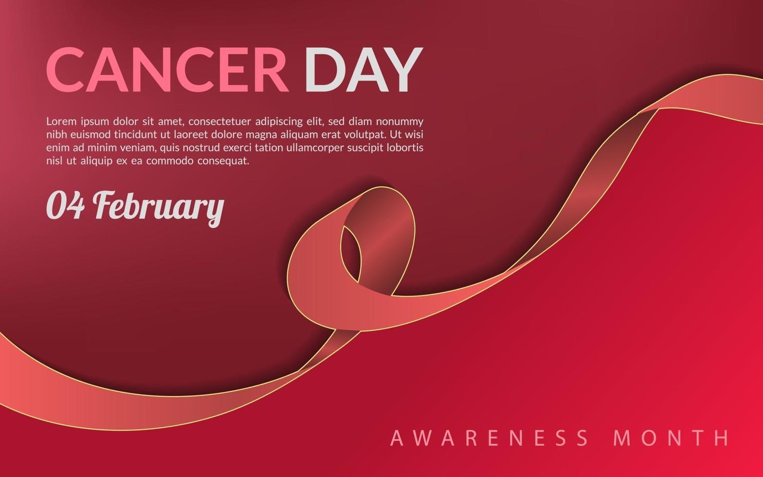 Background for cancer day with red ribbon and gradient vector