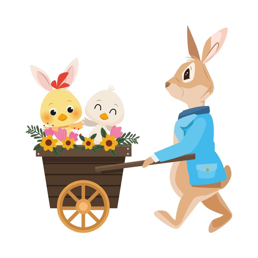 cute little rabbit easter character vector