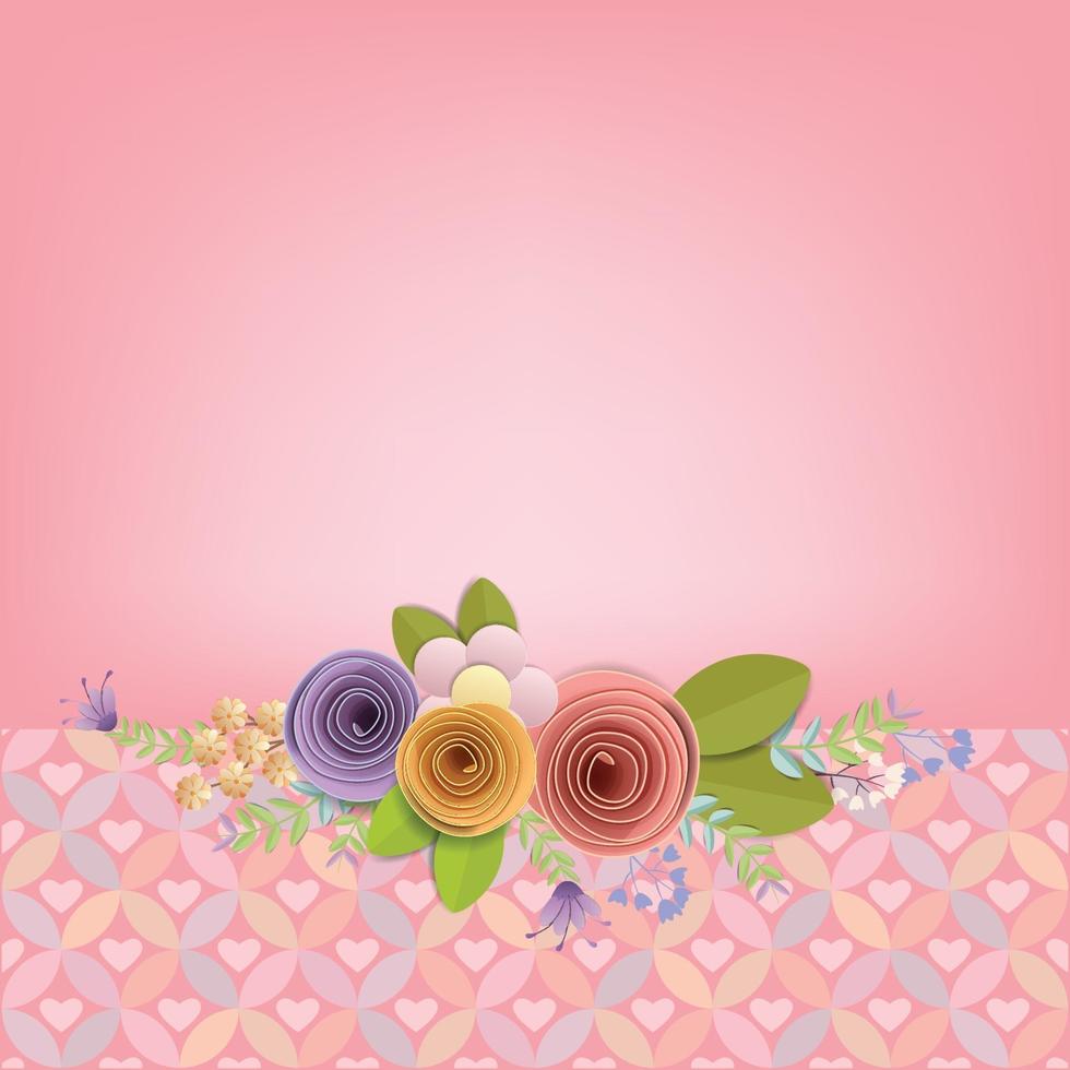 diseño vectorial e ilustración. Flores de papel artesanal, primavera, otoño, boda y ramo floral festivo de San Valentín, colores brillantes de otoño, imágenes prediseñadas de naturaleza aislada sobre fondo blanco, adorno decorativo. vector