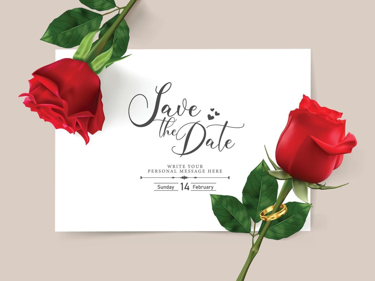 Happy Valentines Day. Greeting card with realistic of red rose, Typography design for print cards, banner, poster. vector