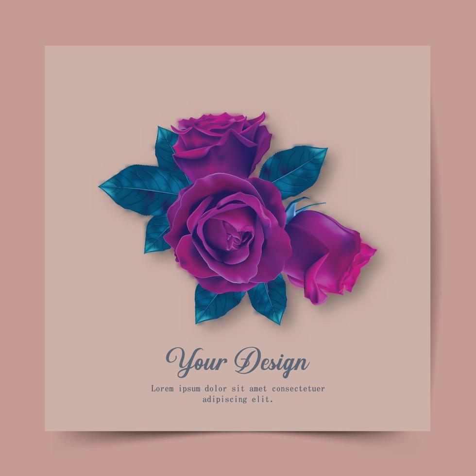 Happy Valentines Day. Greeting card with realistic of red rose, Typography design for print cards, banner, poster. vector