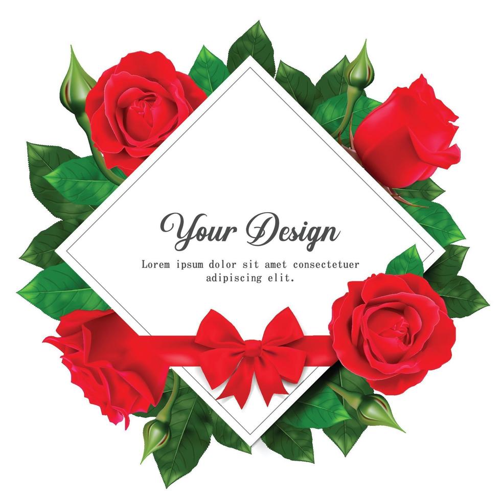 Happy Valentines Day. Greeting card with realistic of red rose, Typography design for print cards, banner, poster. vector