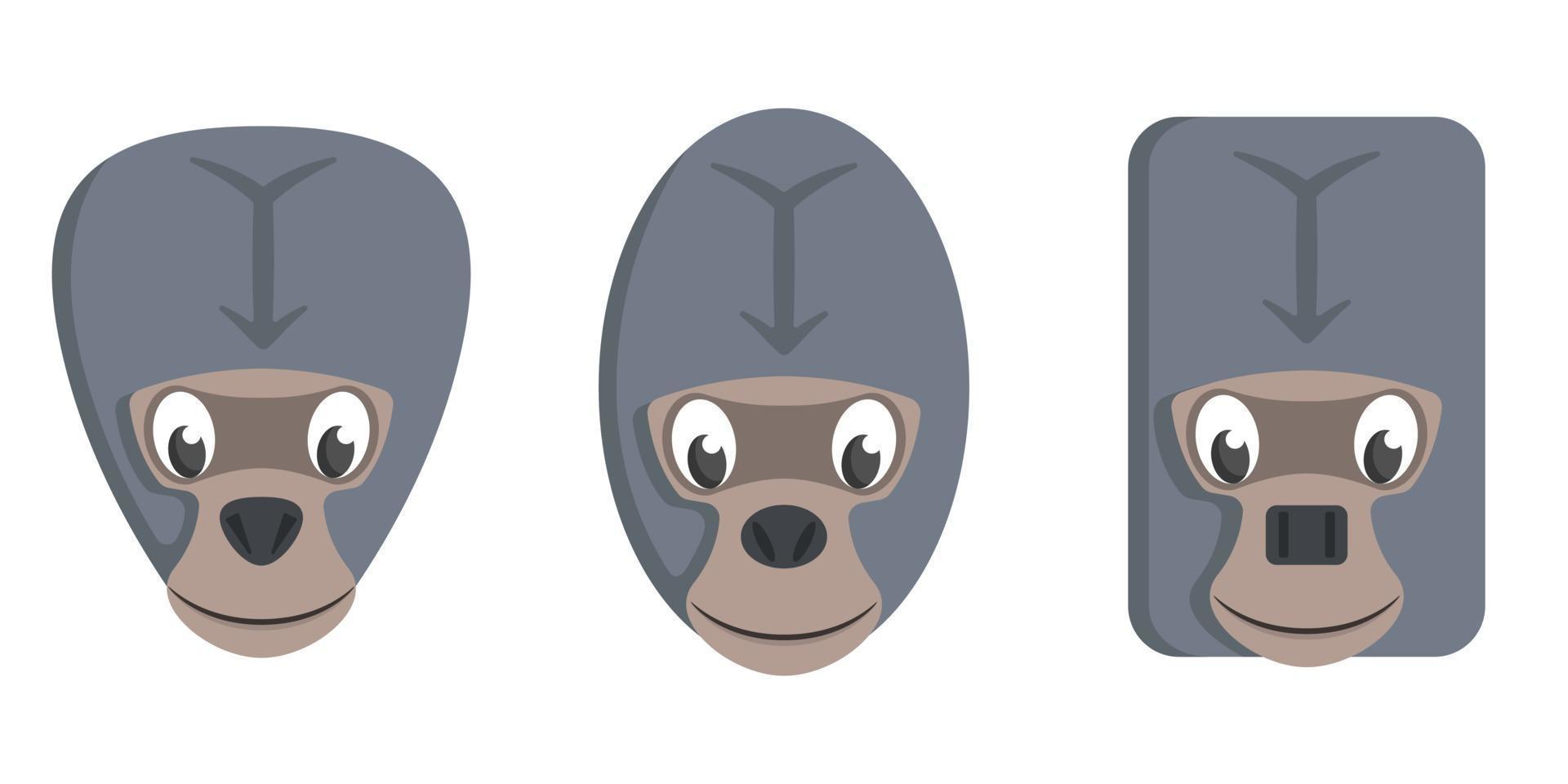 Set of cartoon gorillas. vector