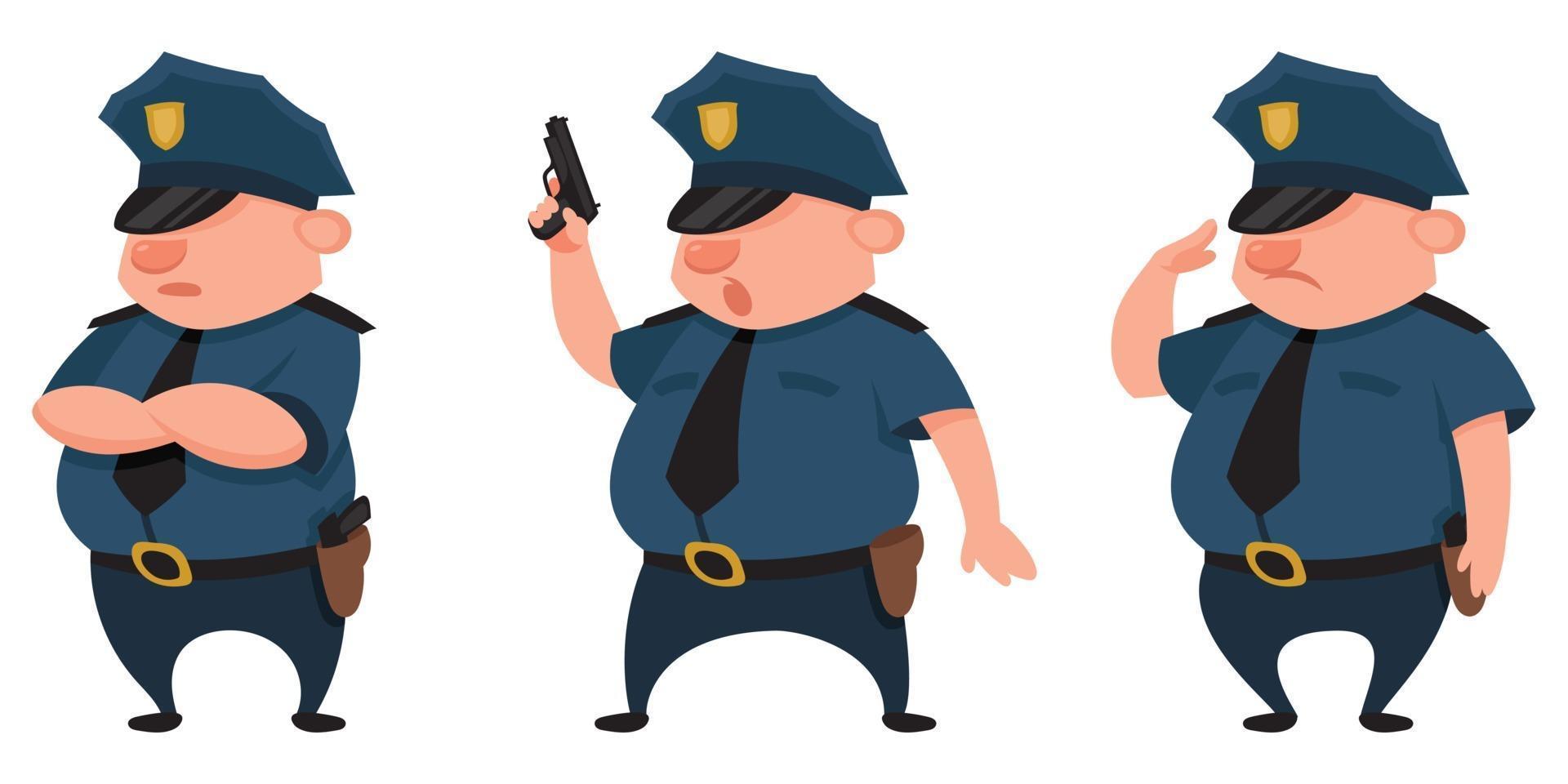 policía en diferentes poses. vector