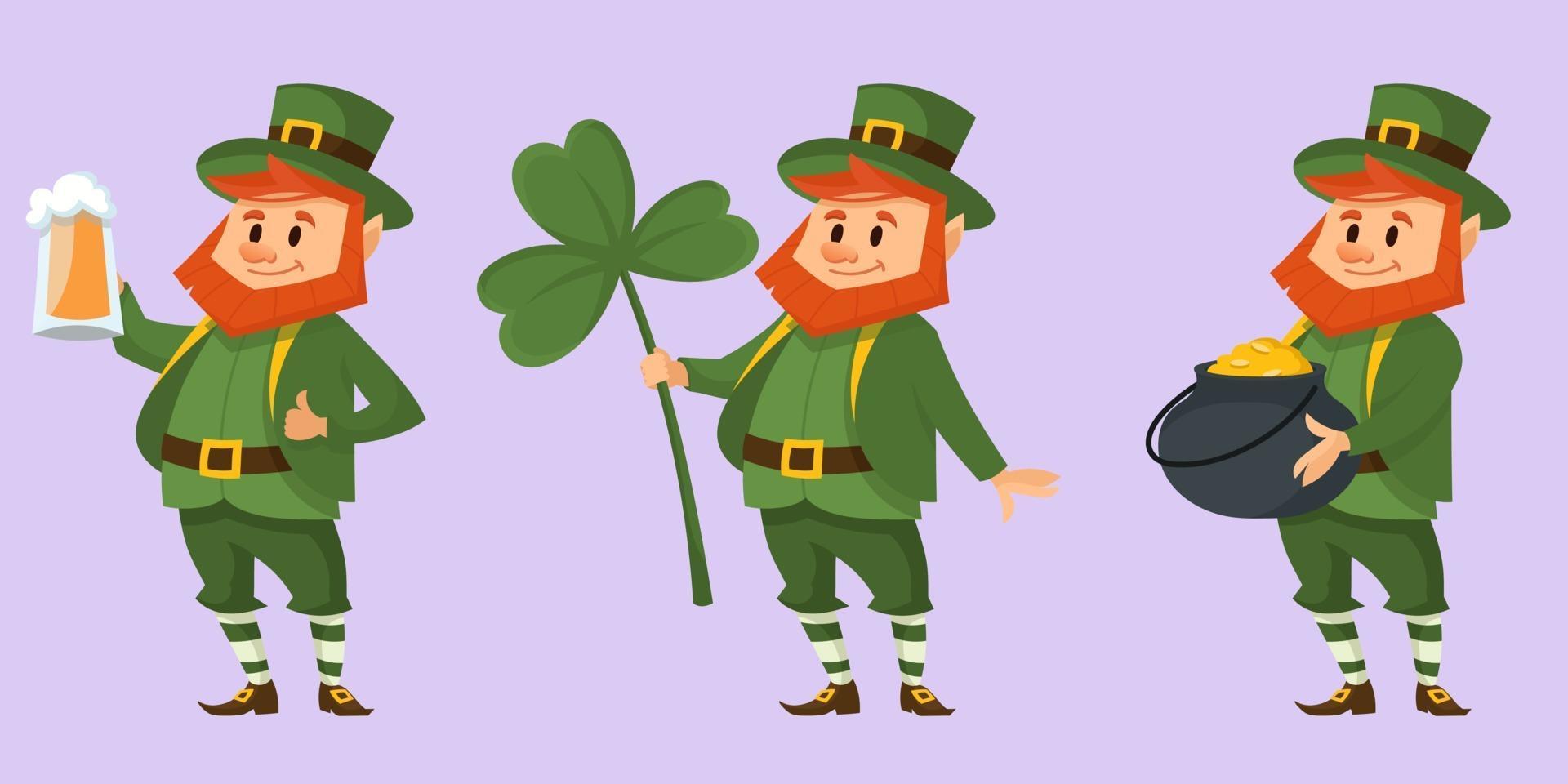 Leprechaun in different poses. vector