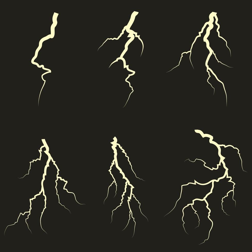 Set of different lightnings. vector