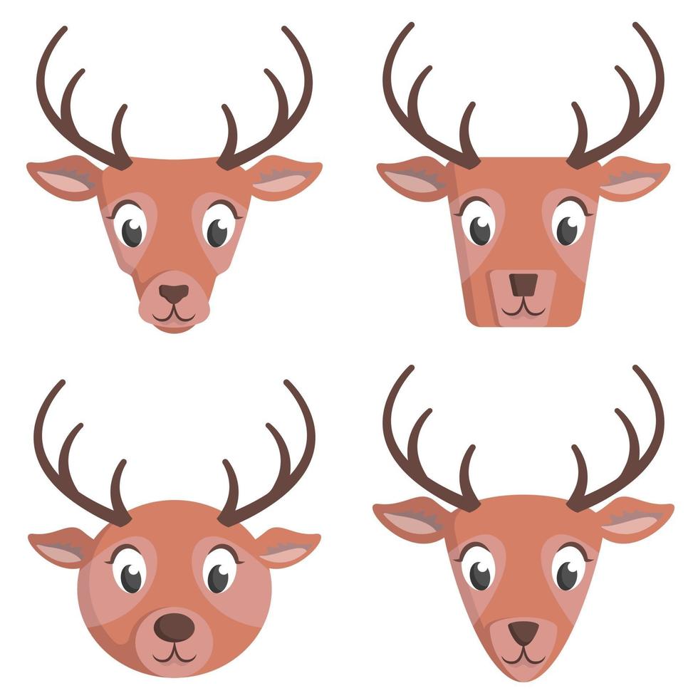 Set of cartoon deer. vector