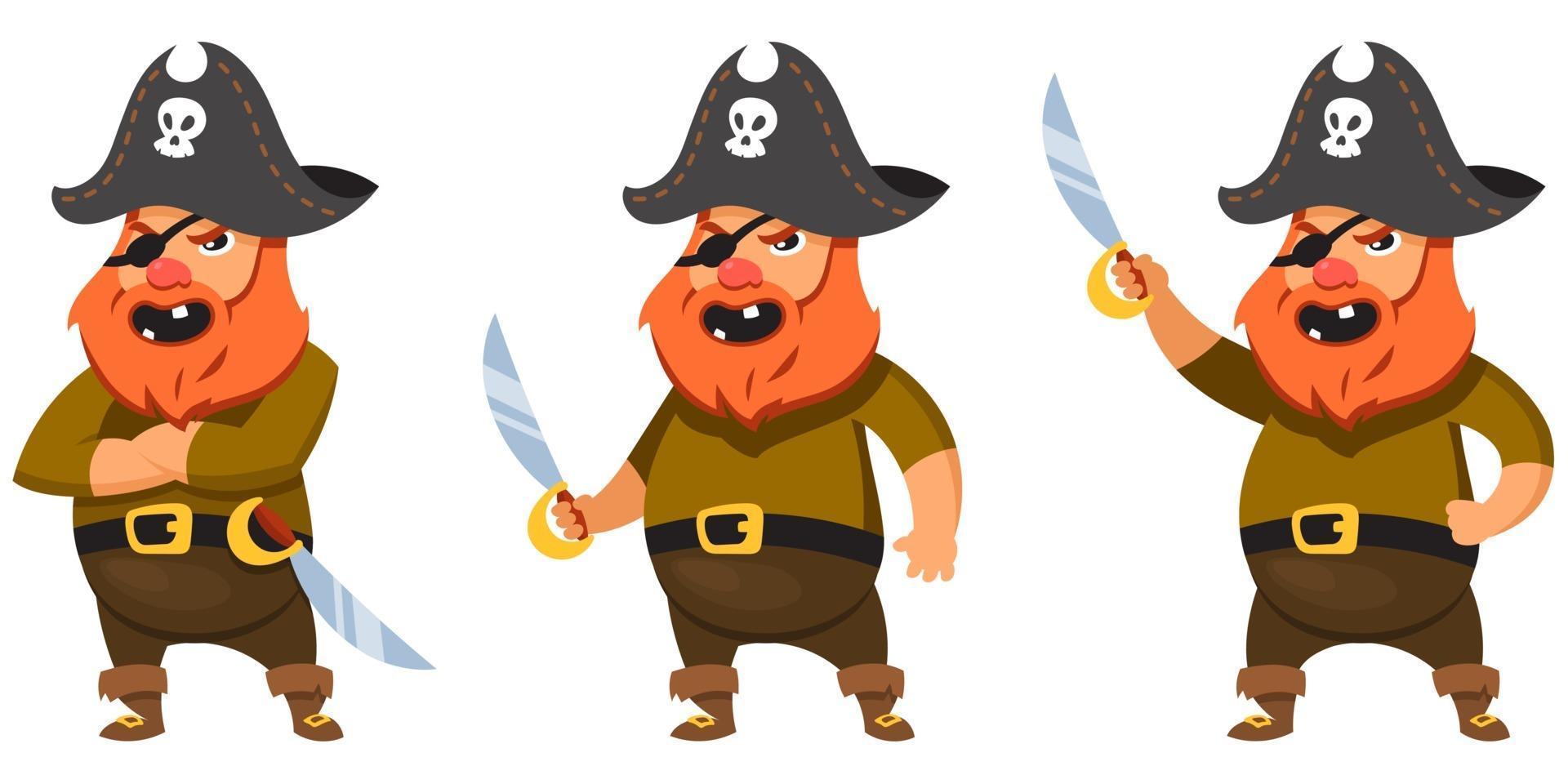 Pirate in different poses. vector