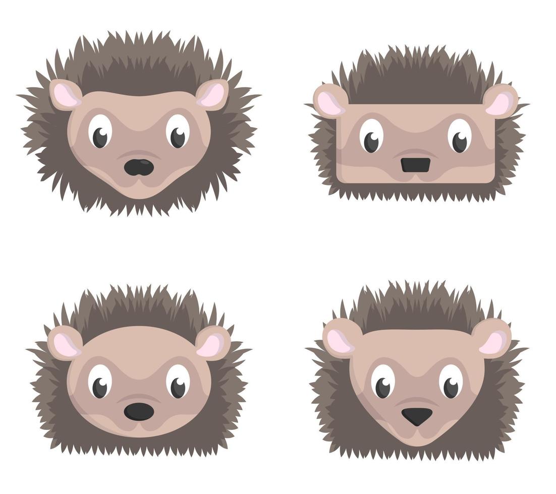 Set of cartoon hedgehogs. vector