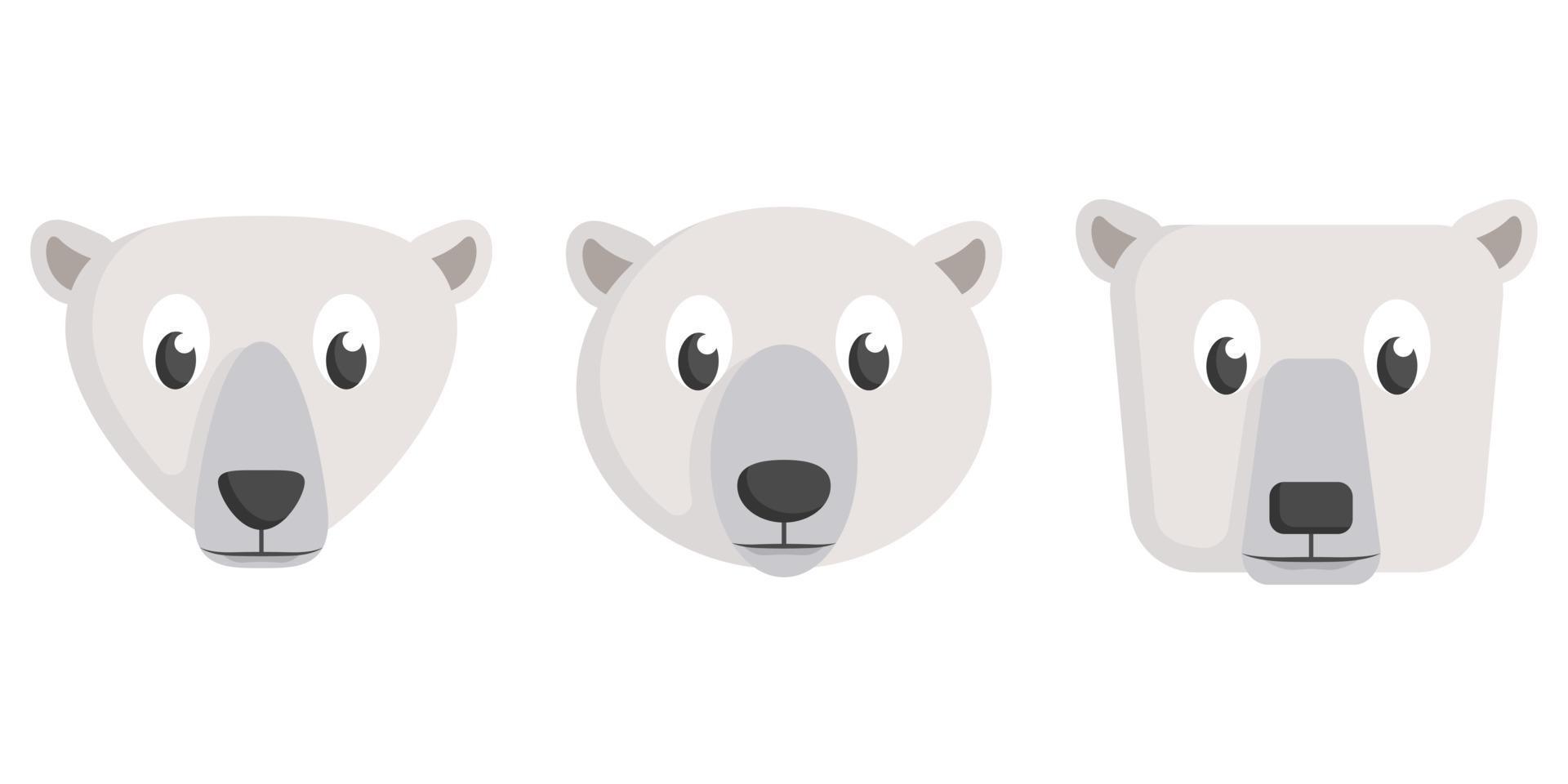 Set of cartoon polar bears. vector